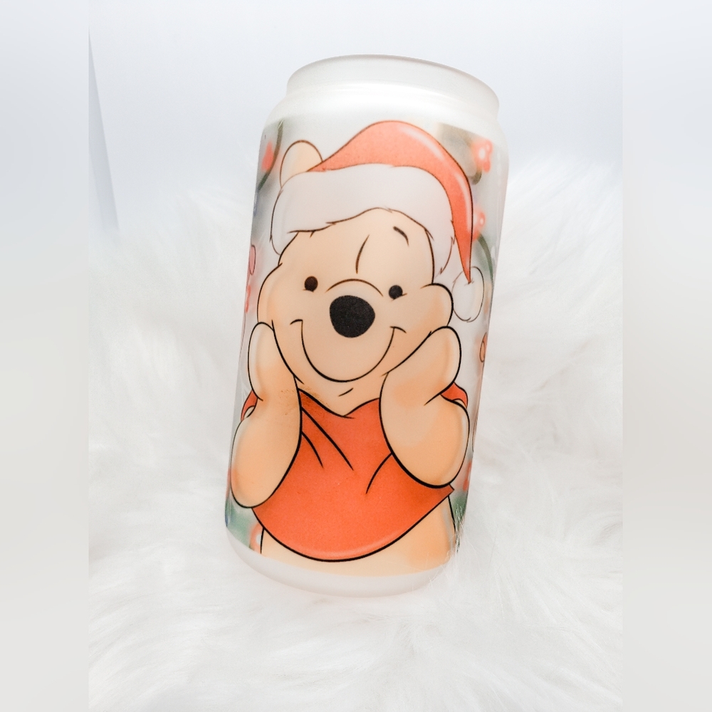 Christmas Bear Glass Can Cup